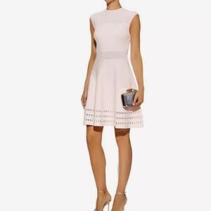 Ted Baker Pale Pink Laser-Cut Fit & Flare Mini Dress